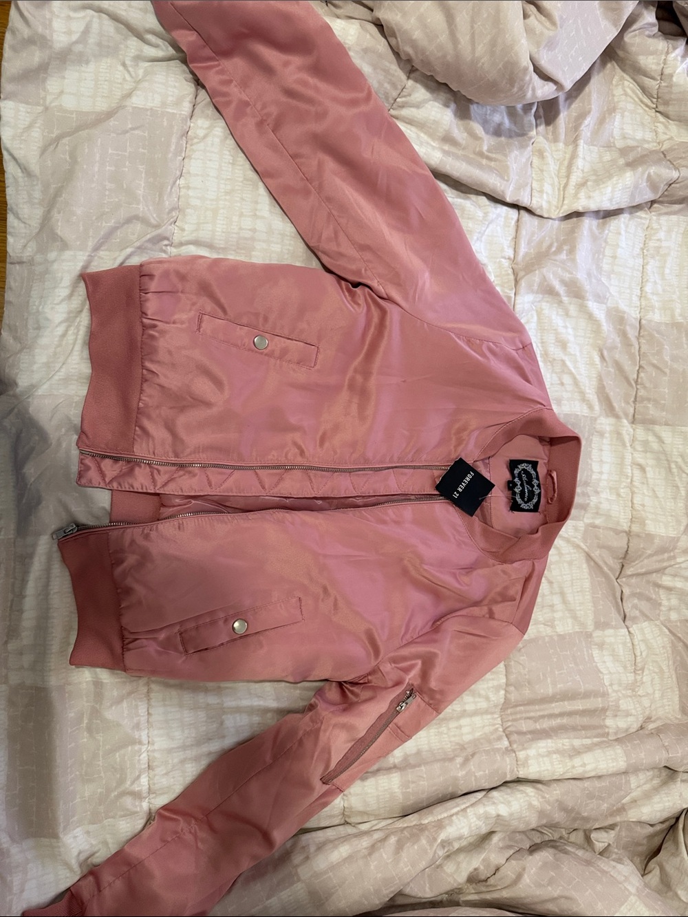Ambiance Dusty Pink Satin Bomber Jacket